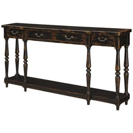 Apperson Black 4 Drawer Console Table – #y9155 | Lamps Plus | Console For Caviar Black Console Tables (View 4 of 20)