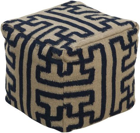 Archive Pouf In Khaki & Navy Designsmithsonian | Square Pouf, Pouf Intended For Beige Trellis Cylinder Pouf Ottomans (View 7 of 20)