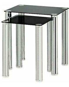 Argos Home Matrix Nest Of 2 Square Glass Tables – Black ( Read The For Square Matte Black Console Tables (View 16 of 20)