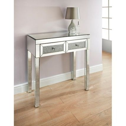 Ariana Mirrored 2 Drawer Console | Bedroom Furniture – B&m | Black In Caviar Black Console Tables (View 12 of 20)