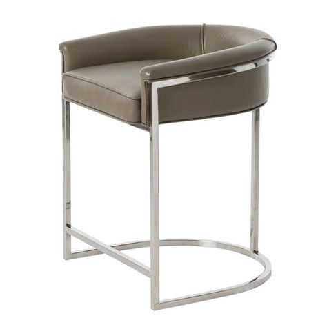 Arteriors Home Calvin Low Back Counter Stool Gray | Leather Counter Stools Regarding Gray Nickel Stools (View 17 of 20)