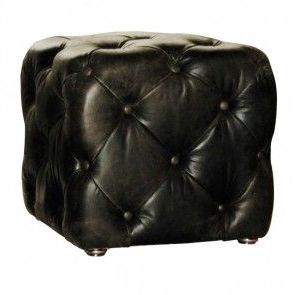 Artsome Nick Tufted Black Ottoman 19x19x19 Sto St12 | Tufted Leather Throughout Black And Natural Cotton Pouf Ottomans (View 2 of 20)