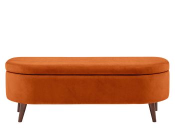 Asare Upholstered Storage Bench, Midnight Grey Velvet & Copper | Made With Rivet Gray Velvet Fabric Bench (View 4 of 20)