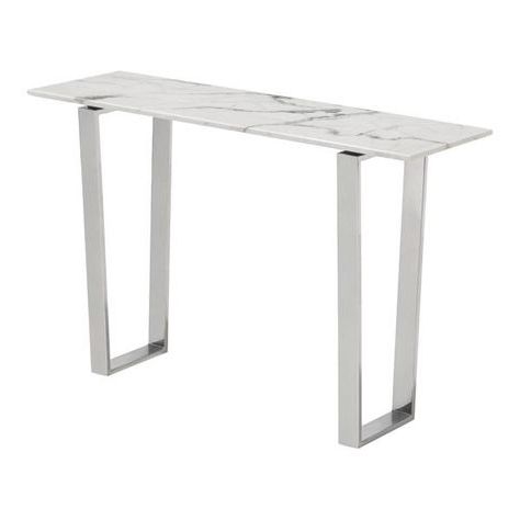 Atlas Console Table Faux Marble & Brushed Stainless Steel | Marble Throughout Faux Marble Console Tables (View 5 of 20)