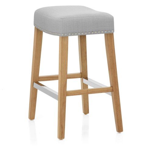Audley Oak Bar Stool Grey Fabric – Atlantic Shopping With Regard To Gray Chenille Fabric Accent Stools (Gallery 20 of 20)