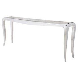 Auretta Polished Silver White Marble Console Table | Kathy Kuo Home Pertaining To White Marble And Gold Console Tables (View 10 of 20)