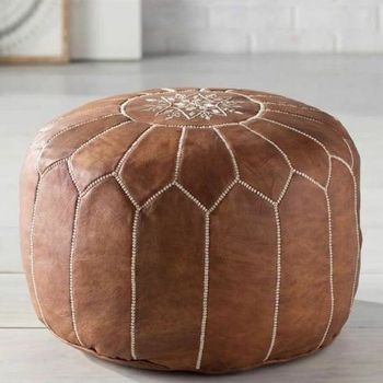 Authentic Round Pouf Ottoman Leather Ottoman – Buy Yellow Leather For Cream Pouf Ottomans (View 15 of 20)