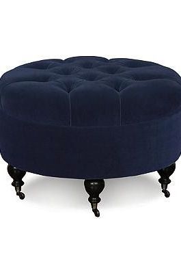 Bach Mohair Round Ottoman | Frontgate | Round Ottoman, Round Tufted Intended For Stone Wool With Wooden Legs Ottomans (View 7 of 20)