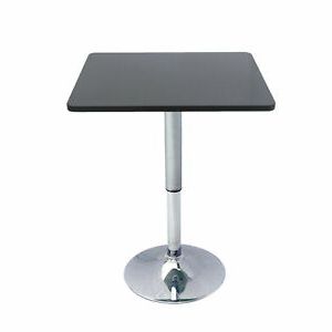 Bar Table Black Swivel Top Square Adjustable High Sofa Side Coffee Intended For Polished Chrome Round Console Tables (View 8 of 20)