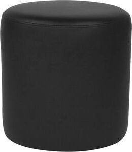 Barrington Upholstered Round Ottoman Pouf In Black Leather 889142228998 Pertaining To Round Black Tasseled Ottomans (Gallery 19 of 20)