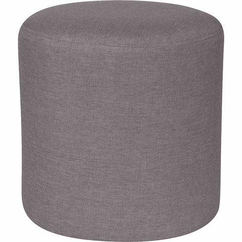 Barrington Upholstered Round Ottoman Pouf In Light Gray Fabric [qy S10 Throughout Smoke Gray  Round Ottomans (Gallery 20 of 20)