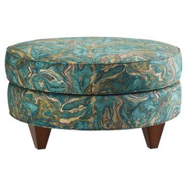 Baxter Ottoman, Teal/gold | Teal Ottoman, Upholstered Ottoman, Ottoman Pertaining To Multi Color Fabric Square Ottomans (View 5 of 20)