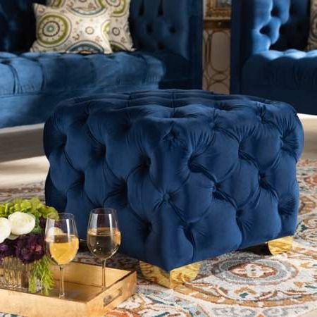 Baxton Studio Avara Glam And Luxe Royal Blue Velvet Fabric Upholstered For Blue Fabric Tufted Surfboard Ottomans (View 18 of 20)