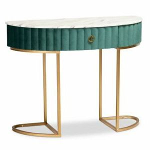 Baxton Studio Brush Gold Finish 1 Drawer Console Table With Faux Marble Within Faux Marble Console Tables (View 12 of 20)