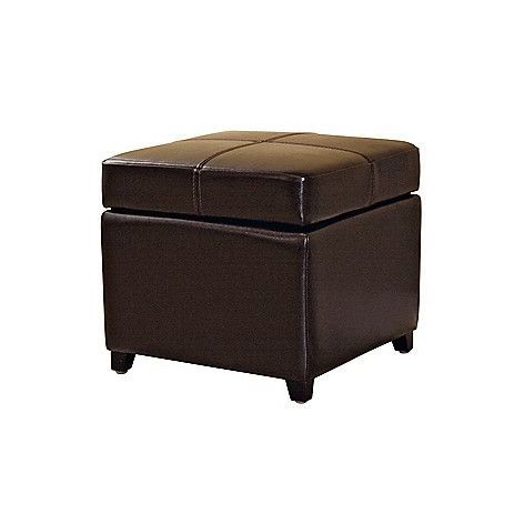 Baxton Studio Dark Brown Leather Storage Ottoman On Sale At Shophq With Regard To Brown And Ivory Leather Hide Round Ottomans (View 4 of 20)