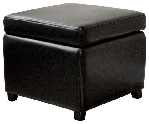 Baxton Studio Full Leather Small Storage Cube Ottoman – Contemporary Regarding Leather Pouf Ottomans (View 5 of 20)
