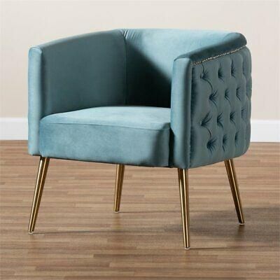 Baxton Studio Marcelle Light Blue Velvet Accent Chair For Light Beige Round Accent Stools (View 15 of 20)