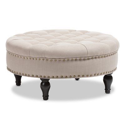 Baxton Studio Marguerite Tufted Cocktail Ottoman | Tufted Ottoman Inside Tufted Fabric Cocktail Ottomans (View 12 of 20)