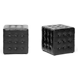 Baxton Studio Siskal Modern Cube Ottoman, Black, Set Of 2 | Cube Pertaining To Orange Fabric Modern Cube Ottomans (View 2 of 20)