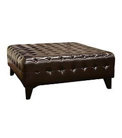 Baxton Studios Dark Brown Pemberly Bonded Leather Square Ottoman With Brown Leather Square Pouf Ottomans (View 10 of 20)