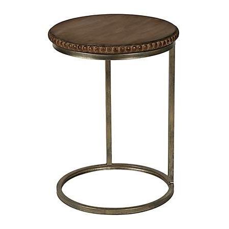 Beaded Round Wood C Table | Kirklands | C Table, Wood Accent Table, Decor With Antique Brass Round Console Tables (View 5 of 20)