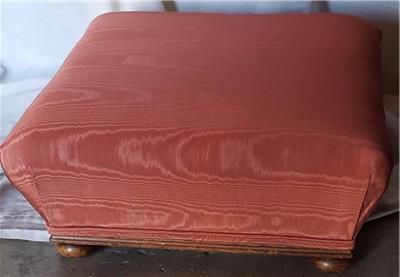 Beautiful Vintage Pink Mole Fabric Covered Ottoman – Vgc – Soft Inside Pink Fabric Banded Ottomans (View 1 of 20)