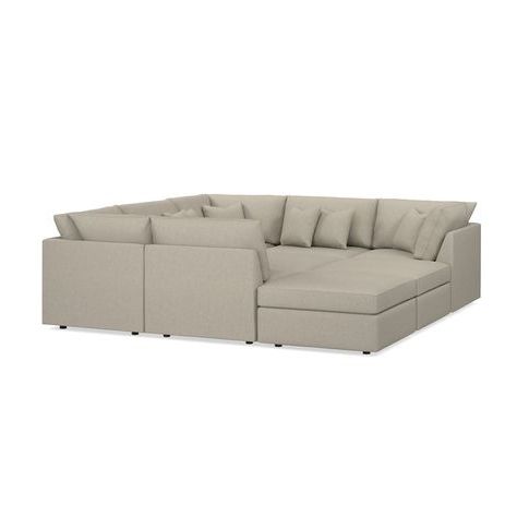 Beckham Pit Sectional In 2020 | Pit Sectional, Sectional, Sectional Sofa In Charcoal And Camel Basket Weave Pouf Ottomans (View 16 of 20)