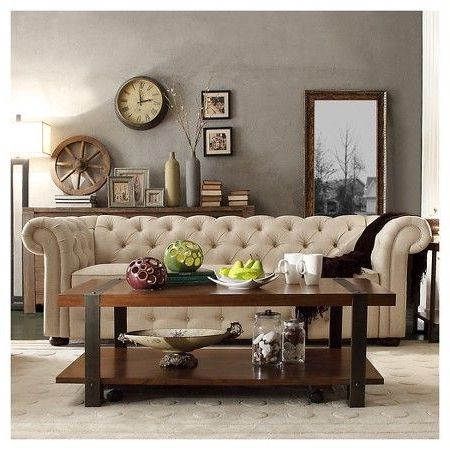 Beekman Place Chesterfield Sofa : Target | Coffee Table With Casters Regarding Smoke Gray Wood Square Console Tables (View 11 of 20)