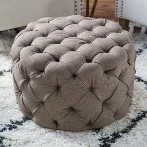 Belham Living Allover Tufted Round Ottoman – Brown (with Images Regarding Snow Tufted Fabric Ottomans (View 9 of 20)