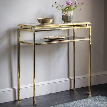 Bella Casa Gold Belina Glass Top Console Table | Temple & Webster With Metallic Gold Modern Console Tables (View 7 of 20)