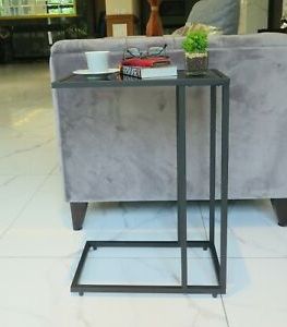 Bellini C Shape Table,sofa/side/end/laptop Table Black Tempered Glass With Regard To Black Round Glass Top Console Tables (View 16 of 20)
