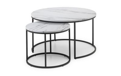 Bellini Round Nesting Coffee Table – White Marble | Julian Bowen Limited With Regard To Metal Legs And Oak Top Round Console Tables (View 6 of 20)