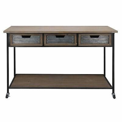 Benjara 3 Drawer Wood & Metal Console Table Within Metal Console Tables (View 17 of 20)
