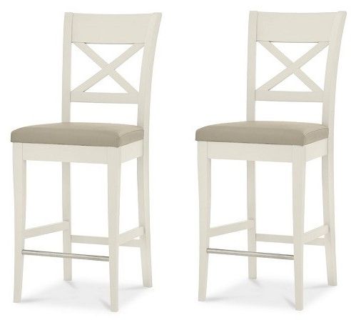Bentley Designs Montreux Pale Oak & Antique White X Back Bar Stool Throughout White Antique Brass Stools (View 16 of 20)