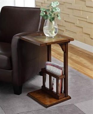 Berman Transitional Dark Oak Wood Chair Side Table | Chair Side Table Intended For Rustic Oak And Black Console Tables (View 4 of 20)
