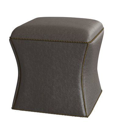 Bernhardt Roscoe Leather Ottoman Body Fabric: Black 243 222, Nailhead With Black Leather And Gray Canvas Pouf Ottomans (View 11 of 20)