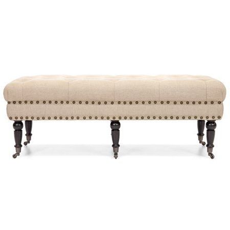Best Choice Products Upholstered Tufted Linen Baroque Ottoman Stool Intended For Bronze Steel Tufted Square Ottomans (View 2 of 20)
