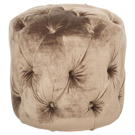 Birch Framed Ottoman With Tufted Mink Brown Upholstery. Product For Brown Fabric Tufted Surfboard Ottomans (Gallery 19 of 20)