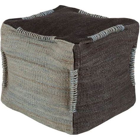 Black And Gray Continental Cube Pouf | Square Pouf Ottoman, Pouf Intended For Black Jute Pouf Ottomans (View 2 of 20)