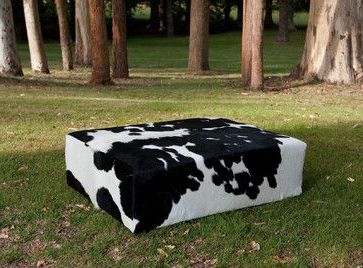 Black And White Cowhide Rectangle Ottoman – Contemporary – Ottomans And Regarding Warm Brown Cowhide Pouf Ottomans (View 15 of 20)