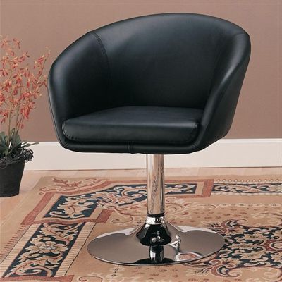 Black Contemporary Faux Leather Accent Swivel Chair With Chrome Base With Black Faux Leather Swivel Recliners (View 6 of 20)
