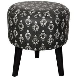 Black Damask Stool | Oriental Furniture, Round Ottoman, Upholstered Stool Within Round Black Tasseled Ottomans (View 15 of 20)