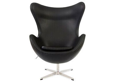Black Egg Swivel Pod Chair Faux Leather Retro Home Office Study | Ebay For Black Faux Leather Swivel Recliners (View 9 of 20)