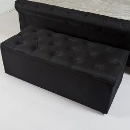 Black Fabric Ottoman Abreo Home Furniture Within Black Fabric Ottomans With Fringe Trim (View 13 of 20)