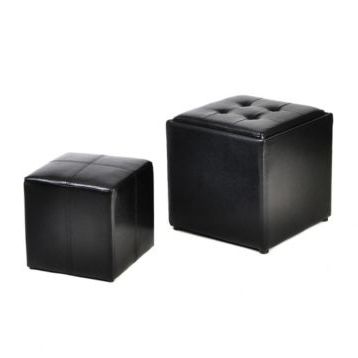 Black Faux Leather Storage Ottoman, Set Of 2 Fr Kirklands (with Images For Black Faux Leather Storage Ottomans (View 10 of 20)
