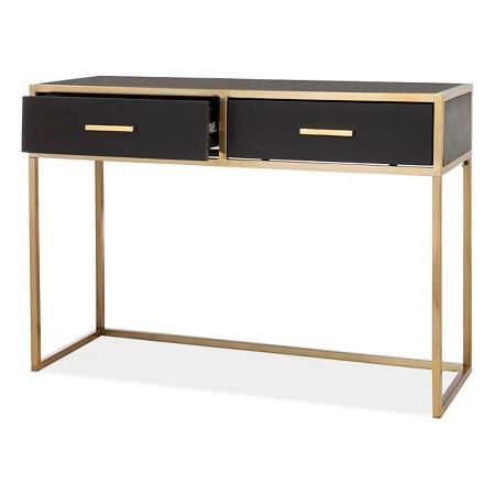 Black Gold Console Table Inside Walnut Wood And Gold Metal Console Tables (View 1 of 20)
