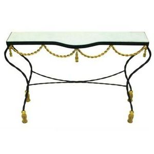Black Gold Iron Swag Tassel Console Table Ornate Marble Metal Sofa Rope Within Black And Gold Console Tables (Gallery 19 of 20)