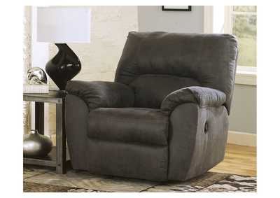 Black/gray Tambo Recliner Long Furniture – Rainbow City, Al Regarding Round Blue Faux Leather Ottomans With Pull Tab (View 6 of 20)