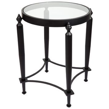 Black Jackson Glass Top Side Table | Temple & Webster Regarding Aged Black Console Tables (View 14 of 20)