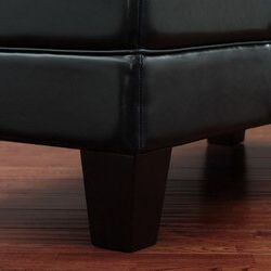 Black Leather Tufted Ottoman – Free Shipping Today – Overstock Regarding Black Leather Foot Stools (View 10 of 20)